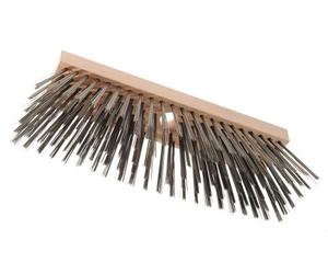 Haromac 2709300 Brosse métallique pour balai En bois avec 6 rangées de fil métallique Longueur de brosse 300 mm Trou pour le manche Ø 23-24 mm Manche non inclus