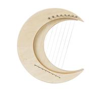 Harpe, 8 Notes G Key Lyre Harp Jaw Harp avec Une Forme Unique de Croissant de Lune pour Les Joueurs Débutants et Expérimentés (Couleur Bois et 8 Cordes)