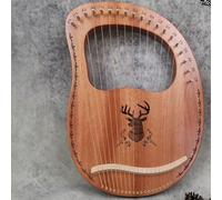 harpe, Ensemble de harpes à genoux faciles à apprendre, type boîte classique, 19 cordes en acier, mini harpe, échelles sculptées en acajou(Deer A)