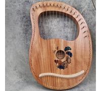 harpe, Ensemble de harpes à genoux faciles à apprendre, type boîte classique, 19 cordes en acier, mini harpe, échelles sculptées en acajou(Leaf B)
