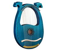 harpe， Harpe lyre en acajou à 16 cordes, motifs uniques, symboles phonétiques sculptés, instruments de harpe