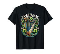 Harpe irlandaise avec trèfles d'Irlande T-Shirt