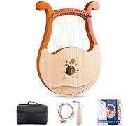 Harpe lyre 19 cordes avec sac de transport, clé d'accordage, jeu de cordes de rechange, médiator, manuel de musique, corps en bois massif d'acajou et face en placage d'épicéa, motifs uniques, symboles