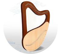 Harpe Lyre 21 Cordes, Harpe Portable en Acajou avec Sac, Corde De Rechange, Médiators, Couronne D’accordage, Cadeau De Cordes pour Adultes, Enfants Et Débutants, Brown