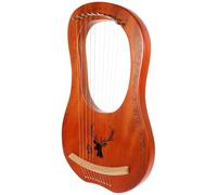 Harpe Lyre à 10 Cordes en Bois, Instrument Léger Marron | Cours de Musique et Pratique Portable, Bords Arrondis, Livré Manuel accord, Cordes