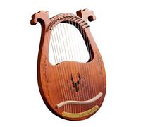 harpe， Lyre en bois à 16 cordes, clé do, harpe, boîte de résonance, instrument avec d'accordage, 3 médiators, autocollants, jeu supplémentaire(Brown)