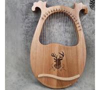 harpe lyre, Ensemble de harpes à genoux faciles apprendre, type boîte classique, 19 cordes en acier, mini harpe, échelles sculptées acajou(Deer D)