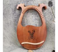 harpe lyre, Ensemble de harpes à genoux faciles apprendre, type boîte classique, 19 cordes en acier, mini harpe, échelles sculptées acajou(Deer C)
