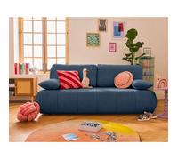 Harper - canapé 3 places convertible avec coffre en tissu texturé - Bleu