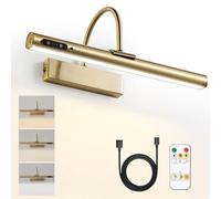 HARPER LIVING - Applique murale en laiton antique, rechargeable avec télécommande, réglable et 3 températures de couleur, lumières magnétiques murales à piles pour galerie de