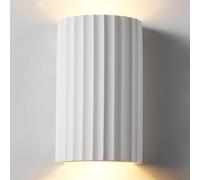 HARPER LIVING Applique murale moderne - Luminaire mural à éclairage bidirectionnel (haut et bas) pour 2 ampoules GU10 - Abat-jour en céramique blanche à peindre, motif vagues - pour salon, cuisine