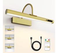 HARPER LIVING Applique murale sans fil à batterie Doré rechargeable avec télécommande, éclairage magnétique réglable à 180° avec minuterie, applique murale LED pour tableaux, galerie