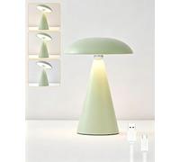 HARPER LIVING Lampe de table rechargeable, lampe de chevet à champignon tactile magnétique, lampe de bureau LED portable à piles, dimmable, pour chambre, salon, bureau, chambre d'enfant, vert clair