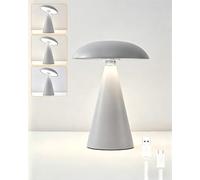 HARPER LIVING Lampe de table rechargeable, lampe de chevet magnétique en forme de champignon avec intensité variable et 3 couleurs, lampe de bureau LED portable pour chambre à coucher, salon, bureau
