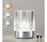 HARPER LIVING Lampe de table rechargeable, petite lampe de bureau à piles, 3 couleurs et lampes tactiles LED à intensité variable, lampe de table USB pour chevet, salon, chambre d'enfant, abat-jour