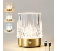 HARPER LIVING Lampe de table rechargeable, petite lampe de bureau sans fil, 3 couleurs et lampes tactiles LED à intensité variable, lampe de table à piles sans fil pour chevet, salon, chambre d'enfant