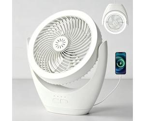 HARPER LIVING Ventilateur de bureau rechargeable, ventilateur de table portable USB avec lumière LED, ventilateur de bureau à 3 vitesses et gradateur sans palier, inclinaison réglable à 120°, petit