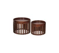 HARPER - Lot de 2 Tables en Manguier Massif Vernis Teinté Noyer -