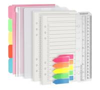 Harphia Lot de 90 feuilles de papier A5 à 6 trous avec autocollants et séparateurs - Inserts de planificateur avec pochettes pour cahier rechargeable A5 - Liste de choses à faire