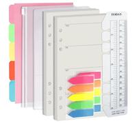 Harphia Lot de 90 feuilles de papier A6 à 6 trous avec autocollants et séparateurs - Inserts de planificateur avec pochettes pour cahier rechargeable au format A6 - Semaine
