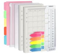 Harphia Lot de 90 feuilles de papier A6 à 6 trous avec autocollants et séparateurs - Inserts de planificateur avec pochettes pour cahier rechargeable au format A6