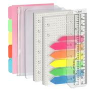 Harphia Lot de 90 feuilles de papier A7 à 6 trous avec autocollants et séparateurs, inserts de planificateur avec pochettes pour cahier rechargeable A7 - Points