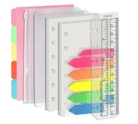Harphia Lot de 90 feuilles de papier A7 à 6 trous avec autocollants et séparateurs - Inserts de planificateur avec pochettes pour cahier rechargeable A7 - Vierge