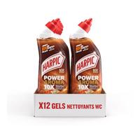 Harpic Gel WC Nettoyant Antibactérien Brise Tropicale - Lot de 12 | Power Aroma Brise Tropicale et Fleurs d'Oranger- Surpuissant, Nettoie et parfume