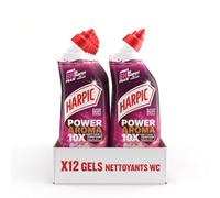 Harpic Gel WC Nettoyant Antibactérien Jasmin & Fleur de Cerisier Lot de 12 | Power Aroma - Surpuissant, Nettoie et parfume