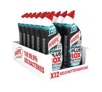 Harpic Gel WC Power Plus Nettoyant Toilettes Surpuissant Taches Tenaces - Nettoyant WC Antibactérien - Efficace sans Brosse - Lot de 12