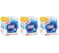 Harpic Hygienic & Fresh - Bloc WC adhésif sans cage - 24 semaines de fraîcheur- Brise marine x12 (Lot de 3)