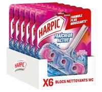 Harpic lot de 6 Blocs WC- Nettoyant WC Fraîcheur Active Fleurs Tropicales anti-tache & anti-calcaire - 6 unités