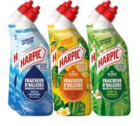 Harpic - Lot de 6 Gels WC Fraicheur d'ailleurs - Forêt de bambous + Fruits exotiques + Océan Pacifique