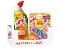 Harpic - Pac Gel WC fraicheur d'ailleurs fruits exotiques + Bloc fraicheur d'ailleurs fruits tropicales