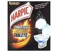 Harpic Powerplus Active Lot de 6 x 8 comprimés pour nettoyage en profondeur sans frottement, élimine 100% calcaire, nettoyant WC