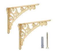 HARPOON Supports d'étagère de 20,3 cm, lot de 2, support mural robuste, style baroque, cuisine, étagère décorative, or brossé