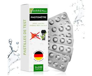 harren24 Pastilles de test photomètre pour l'analyse chimique de l'eau du pH (100x Phénol Red) et du chlore libre (100x DPD1), convient pour Poollab/Testeur piscine electrique (2x100 Pastilles)