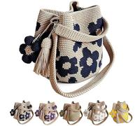 Harresa Handmade Crochet Flower Tote, 2026 New Knit Floral Purse Bag, Boho Woven Beach Handbag, Crossbody Shoulder Summer Travel Purse (E)