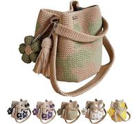 Harresa Handmade Crochet Flower Tote, 2026 New Knit Floral Purse Bag, Boho Woven Beach Handbag, Crossbody Shoulder Summer Travel Purse (D)