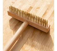 Harrier ARVO Brosse Four à Pizza - Brosse à soies en métal pour Nettoyer Le Barbecue | Brosse cheminée Barbecue avec Un grattoir | Manche en Bois | Accessoires Four à Pizza