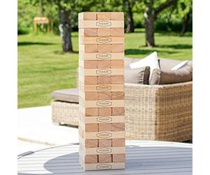 Harrier Tour Infernale Géante avec Blocs en Pin | Jeu de Société Classique (avec Sac de Transport) - Parfaite pour Les Jeux en Plein Air