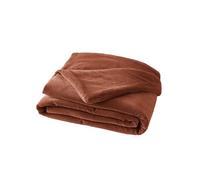 HARRIS - Chemin de Lit 90x200cm Velours de Coton Coloris Terracotta - Altobuy Rouge