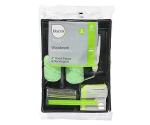 Harris Seriously Good Kit de rouleau pour clôture et terrasse pour abri de jardin | Comprend : cadre à rouleau à poignée douce, manchons à rouleau à poils moyens, plateau à rouleau de 22,9 cm, brosse extérieure de 12,7 cm, 10,2 cm