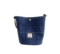 Harris Tweed Sac à bandoulière pour femme avec deux types de sangles en cuir, noir foncé