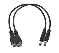 Harrisen Lot de 2 adaptateurs d'alimentation CC 5,5 mm x 2,1 mm - Câble d'extension d'alimentation CC de 27 cm - Fiche CC vers bornes à vis 2 broches - Adaptateur jack pour caméra de vidéosurveillance