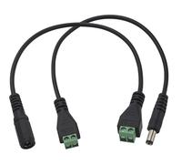 Harrisen Lot de 2 adaptateurs secteur DC mâle/femelle 5,5 mm x 2,1 mm - Câble d'extension d'alimentation CC de 27 cm - Mâle/femelle vers 2 broches - Adaptateur jack pour caméra de vidéosurveillance