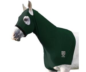 Harrison Howard Capuche extensible sans yeux ni oreilles - Couvre la tête, les épaules, la crinière, la poitrine, le garrot - Parfait pour la préparation de spectacles/événements - Vert chasseur -