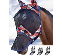 Harrison Howard CareMaster Cheval Masque Anti-Mouches Nez Long avec Oreilles Protection UV pour Cheval-Graffiti Abstrait (M)