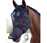 Harrison Howard CareMaster Masque Anti-Mouches en Polaire Anti-Mouche pour Cheval Noir Taille M