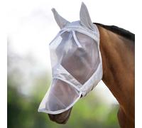 Harrison Howard Caremaster Masque Anti-Mouches intégral pour Cheval Protège Visage Nez et Oreilles Polaire en Nylon rembourré Protection UV, Argenté Brillant